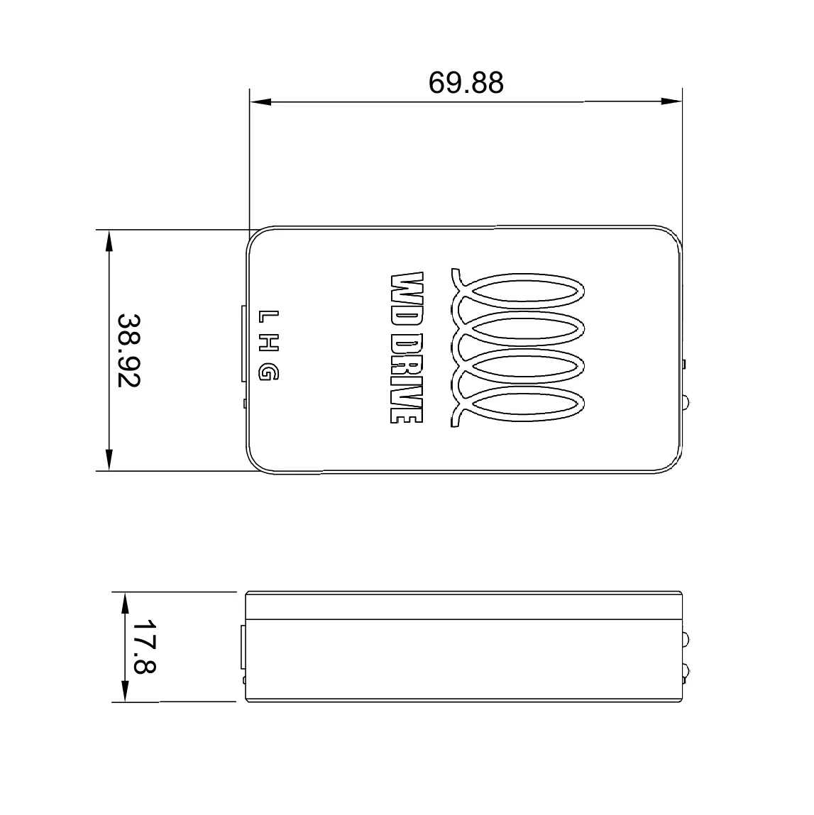 USB-CAN Adapter — dimensional drawing