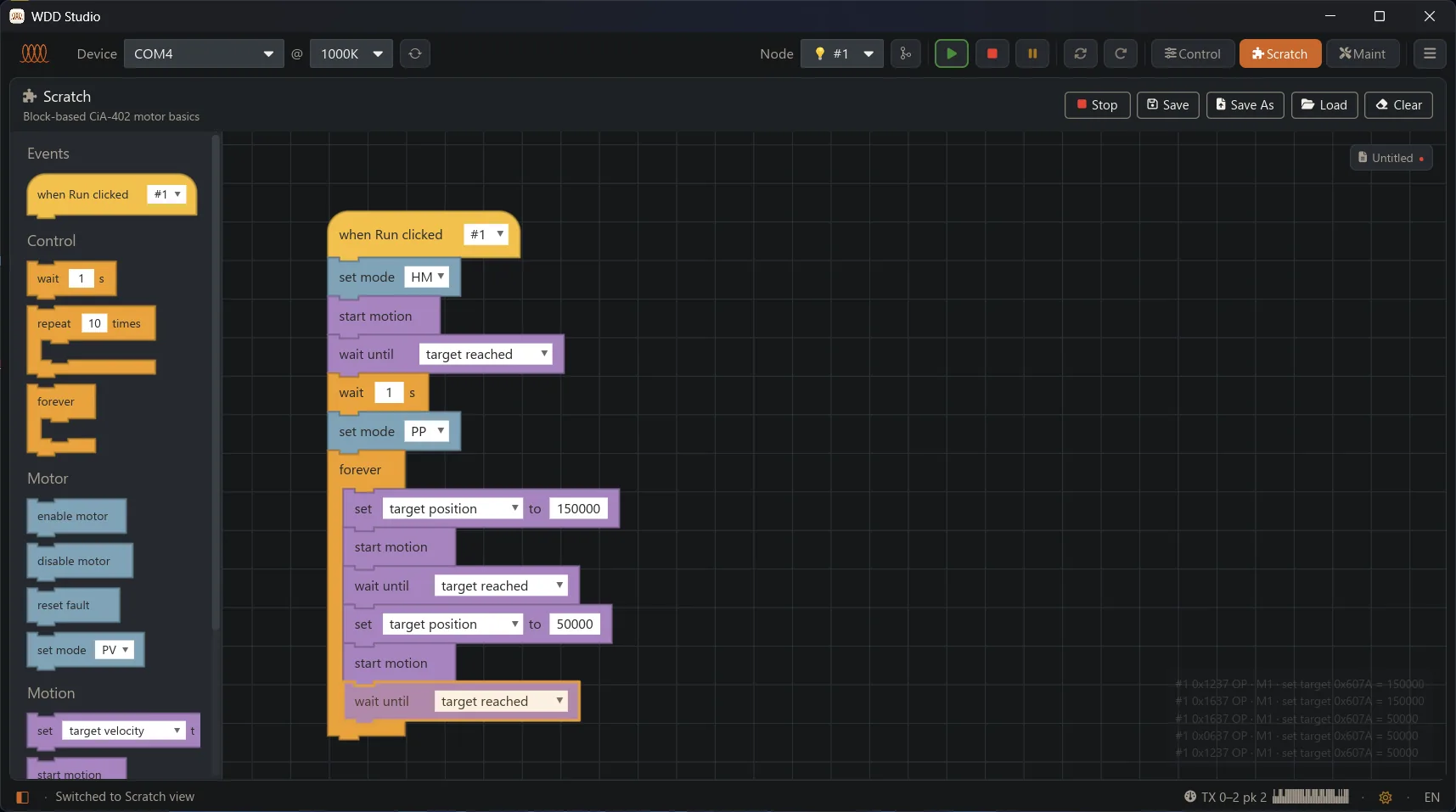 wddrive-studio Scratch block-based motion program